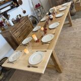 Solid oak table with birch extensions