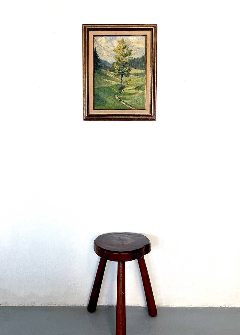 Painting "The Tree in the Valley", oil on panel, signed, 1936