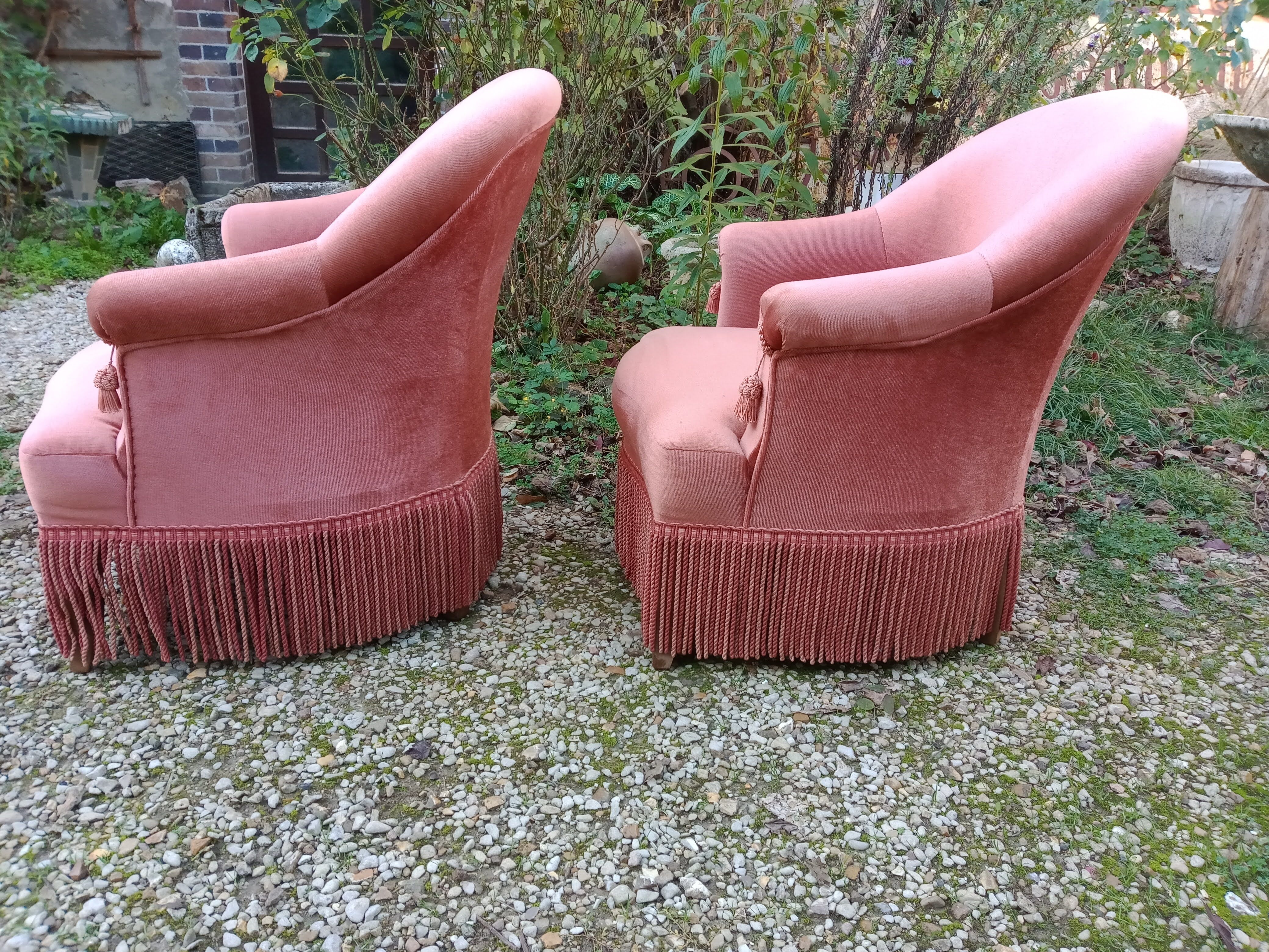 Toad armchairs, a pair
