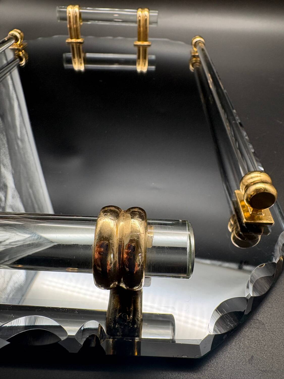 Beveled mirrored tray, Art Deco 1940, Saint-Gobain France