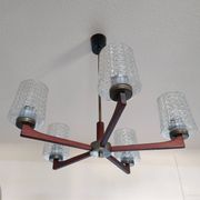 Lustre 5 branches teck et laiton design scandinave