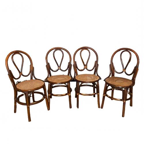 Rattan and cane bistro chairs