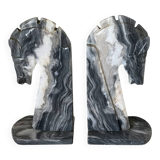 Pair of vintage marble horse head bookends