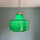 Large vintage pendant lamp in green opaline, 1970s