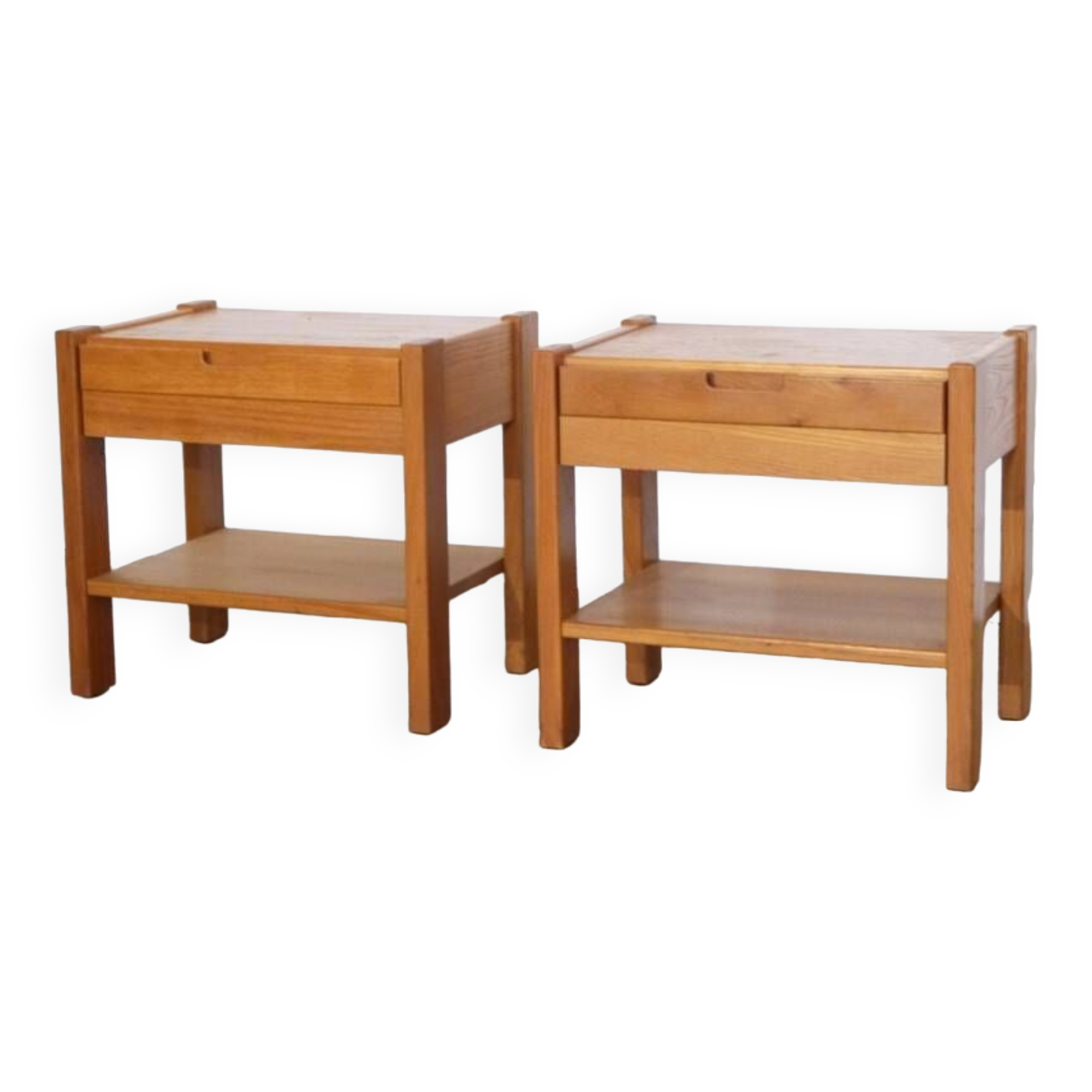 Paire de chevets vintage en orme de Doubinsky freres
