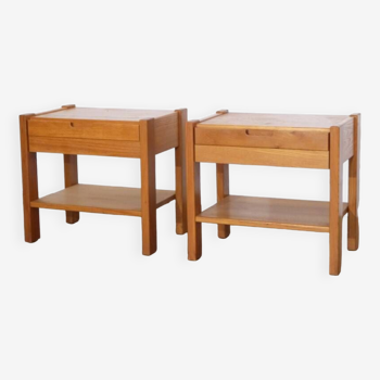 Pair of vintage elm bedside tables by Doubinsky brothers