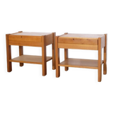 Pair of vintage elm bedside tables by Doubinsky brothers