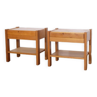 Pair of vintage elm bedside tables by Doubinsky brothers