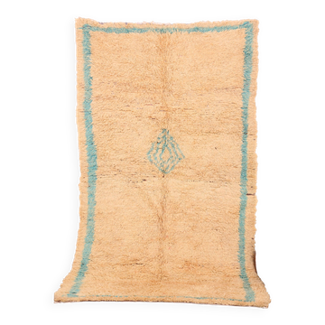Tapis marocain vintage pêche 144 x 270 cm, tapis en laine berbère, tapis boho fait main