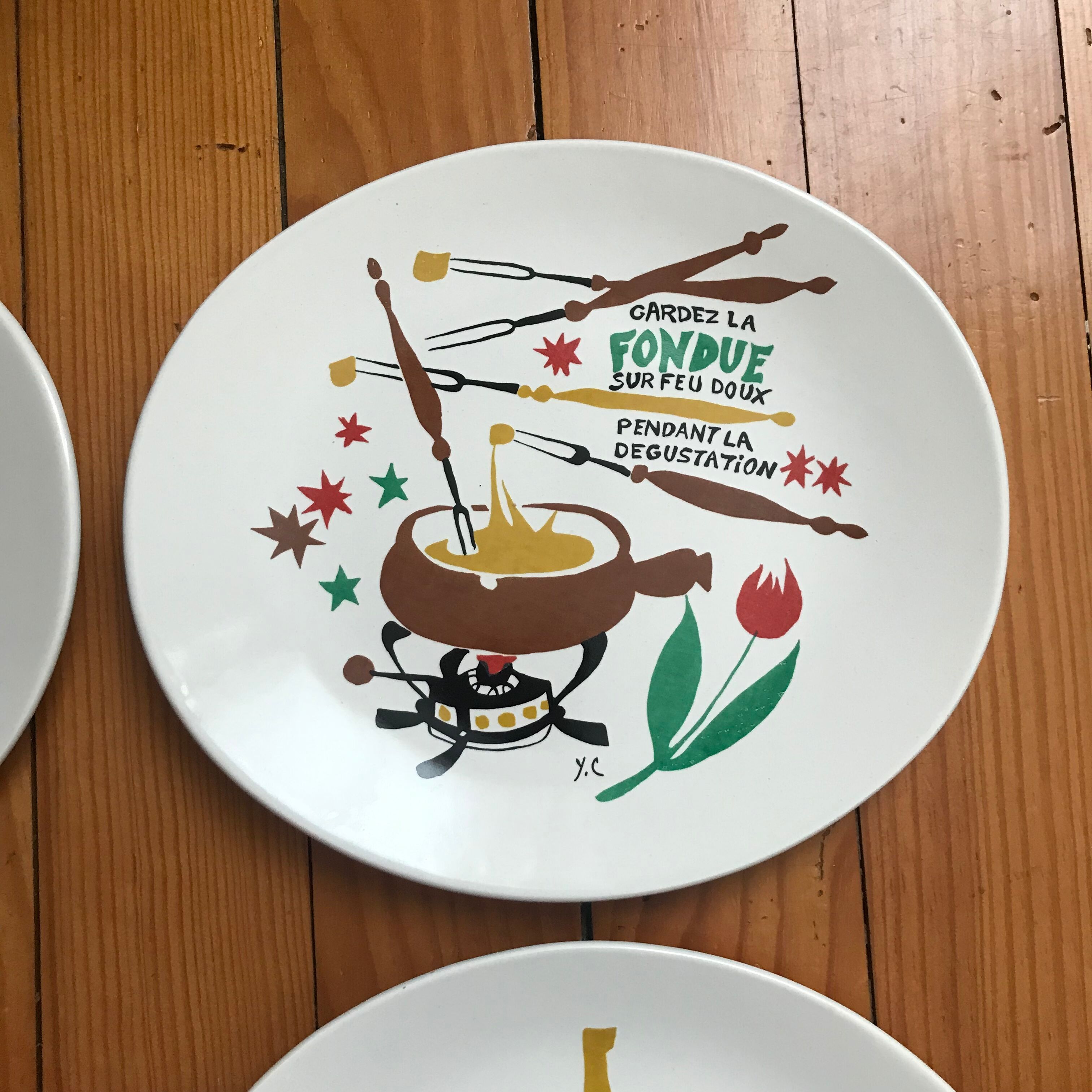 6 plates with fondue Salins