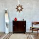 Furnished shoe cabinet with sliding doors