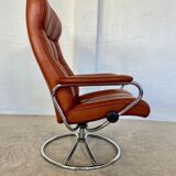 Vintage retro Ekornes Stressless reclining lounge chair & stool 1960s