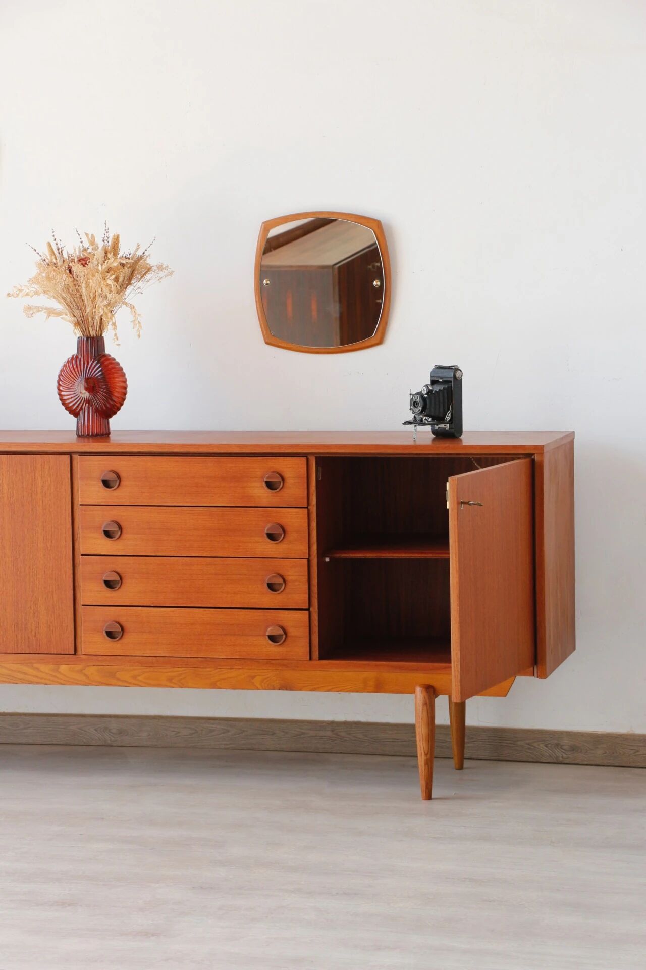 Vintage Scandinavian teak sideboard (220 cm)