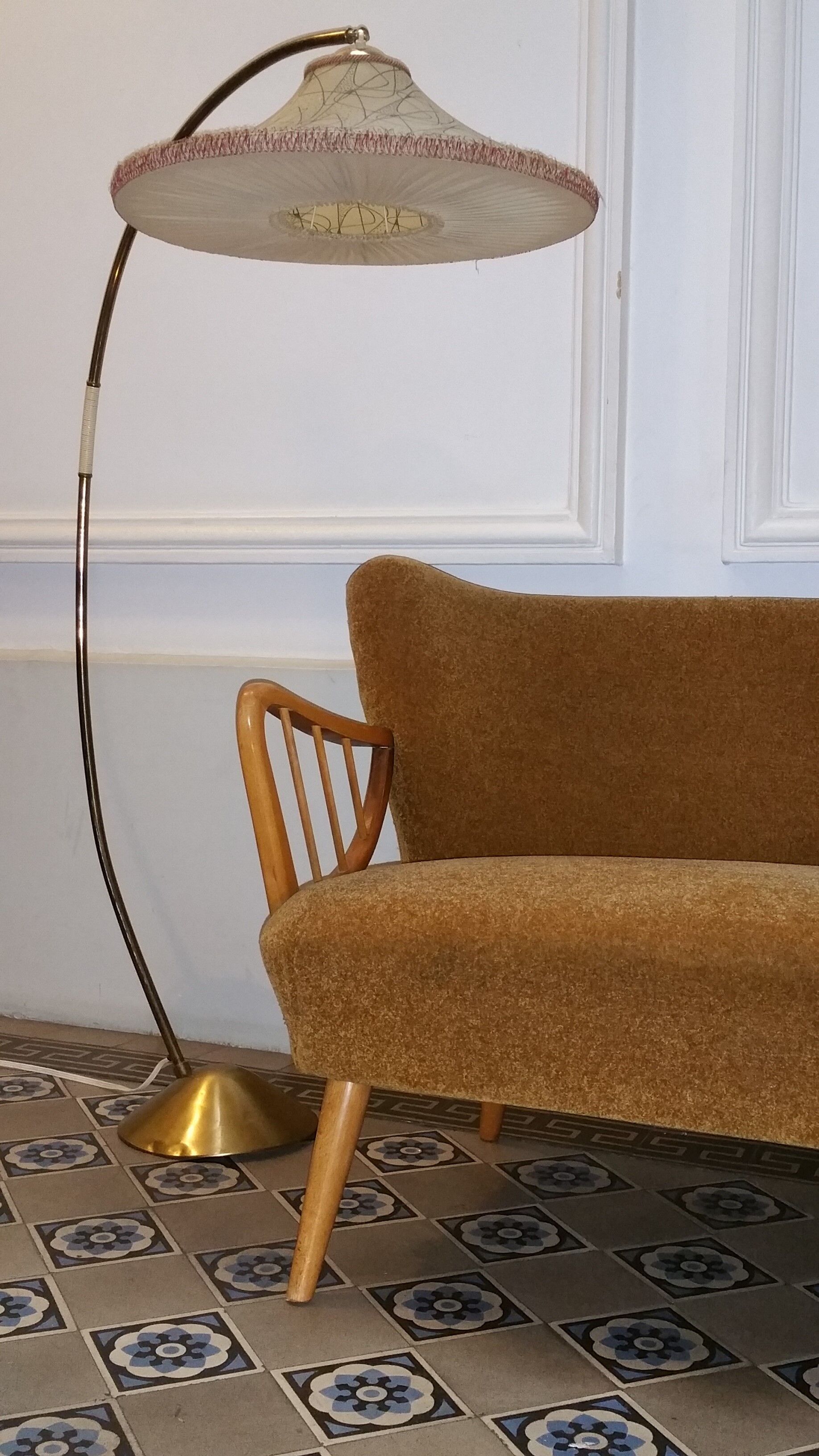 Sofa sofa Danish Scandinavian organic vintage 50/60s golden yellow