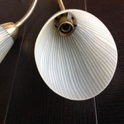 Double fire wall lamp in brass and glass cornet years 50/60