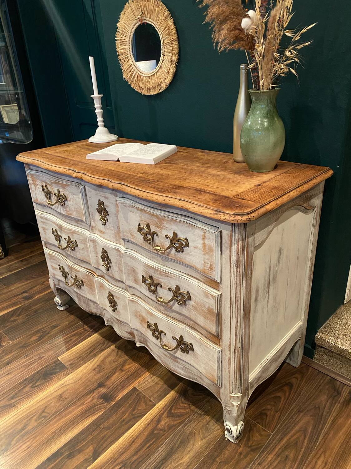 Louis XV chest of drawers in patinated oak