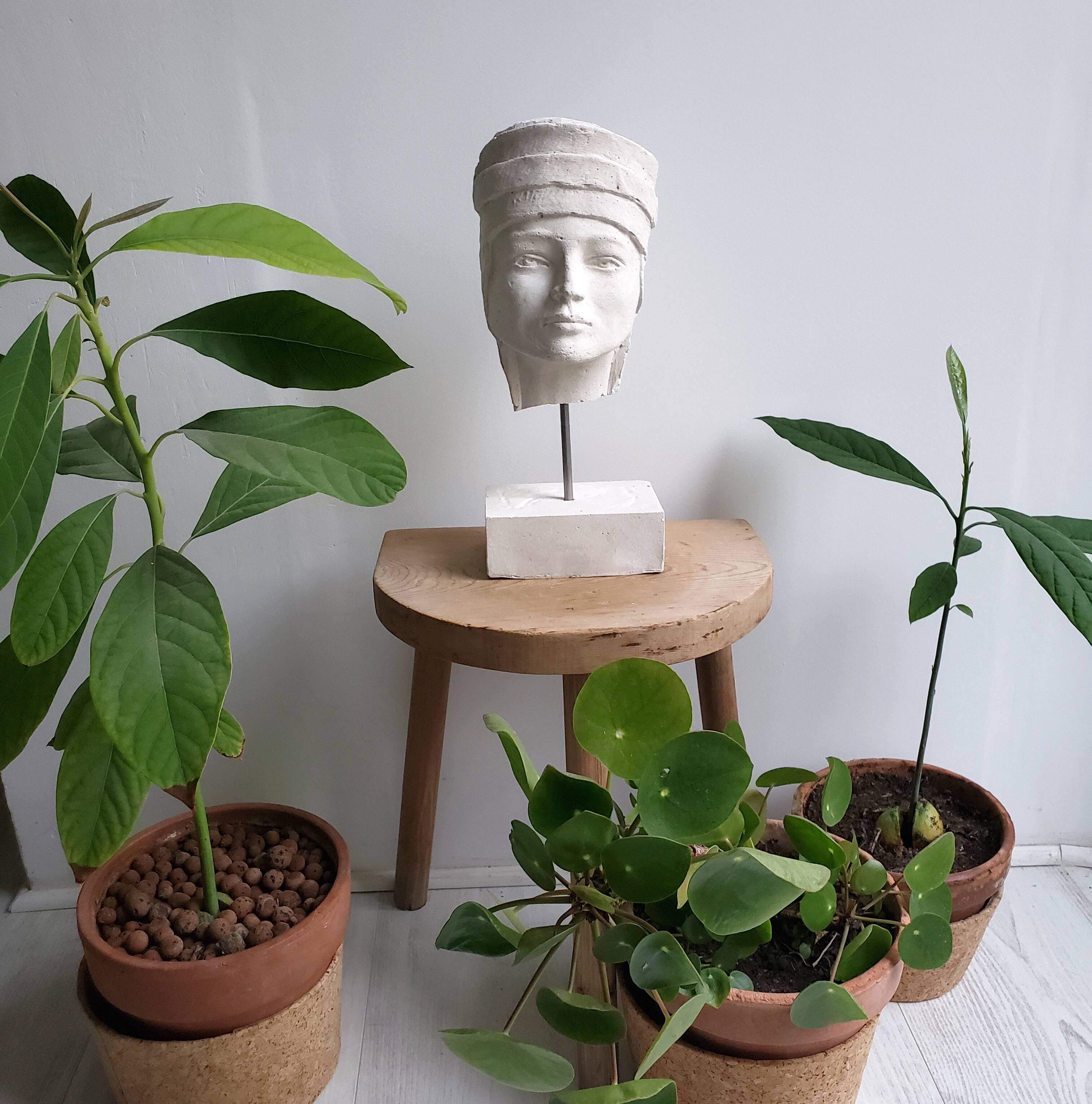 Woman's head in plaster