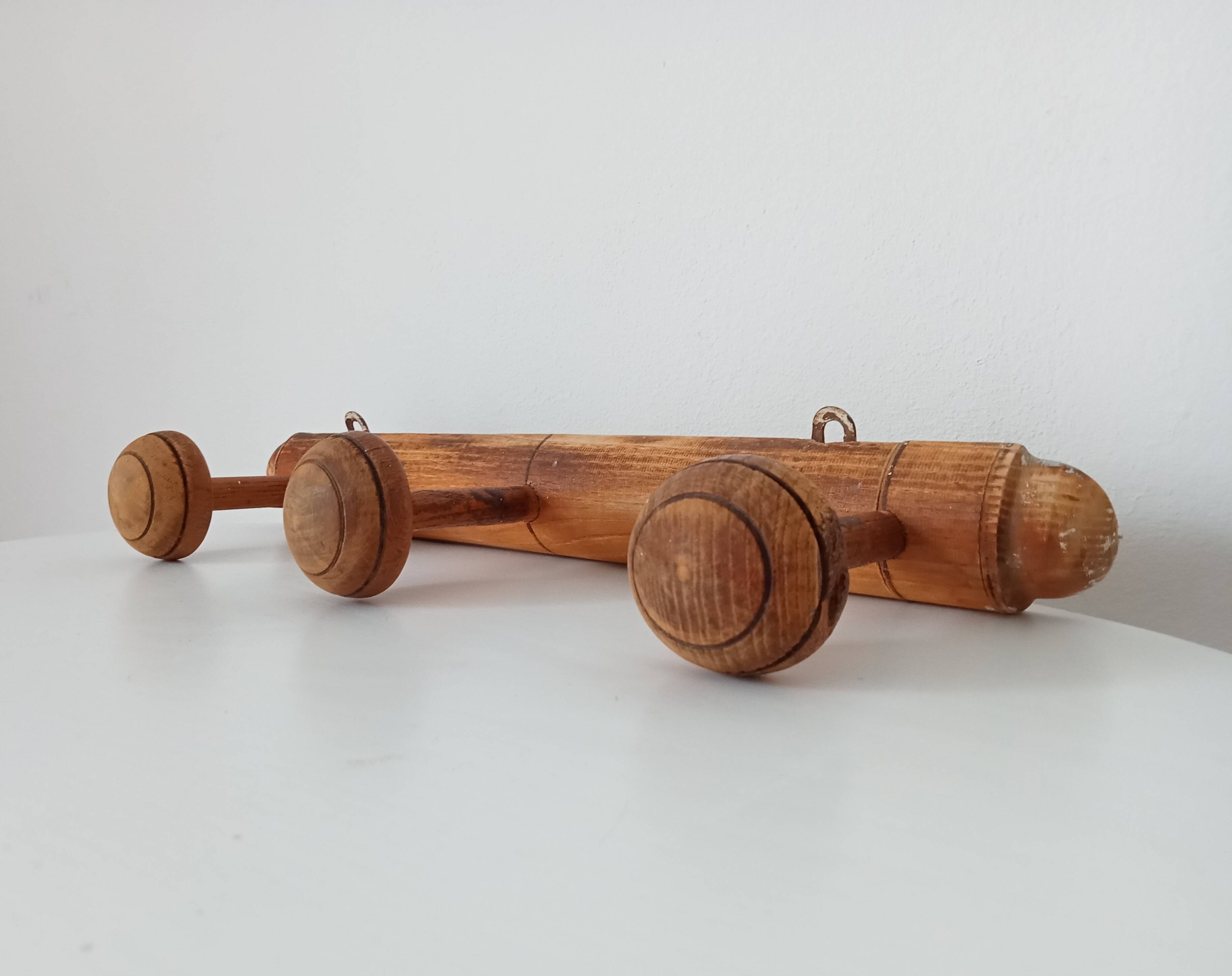 Vintage popular art wall coat rack from the 1950s