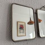 Vintage 1960s triptych mirror barber blue crocodile effect - 20 x