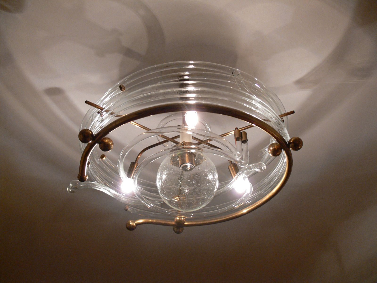 Vintage glass and brass ceiling light