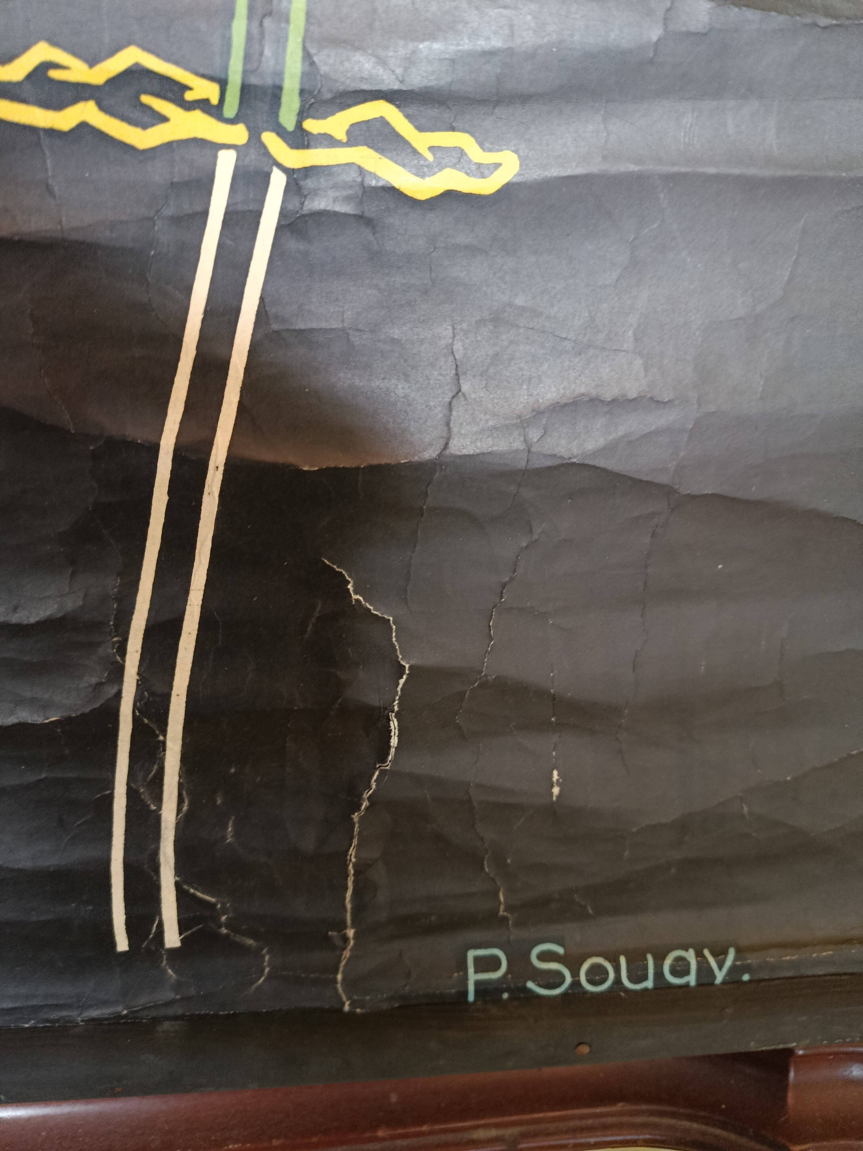 Affiche série Dr Auzoux et P. Sougy  le haricot sur fond noir, 1963