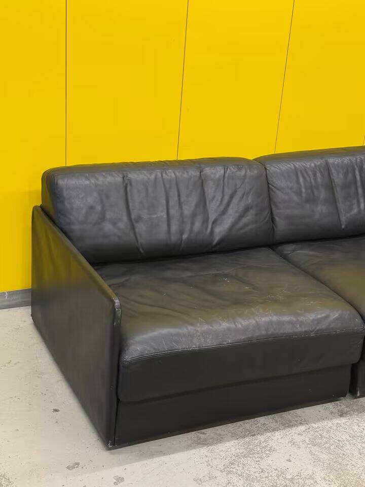 De Sede DS-76 Modular 2-Seater Sofa / Sofa Bed – Black Leather (1970s)