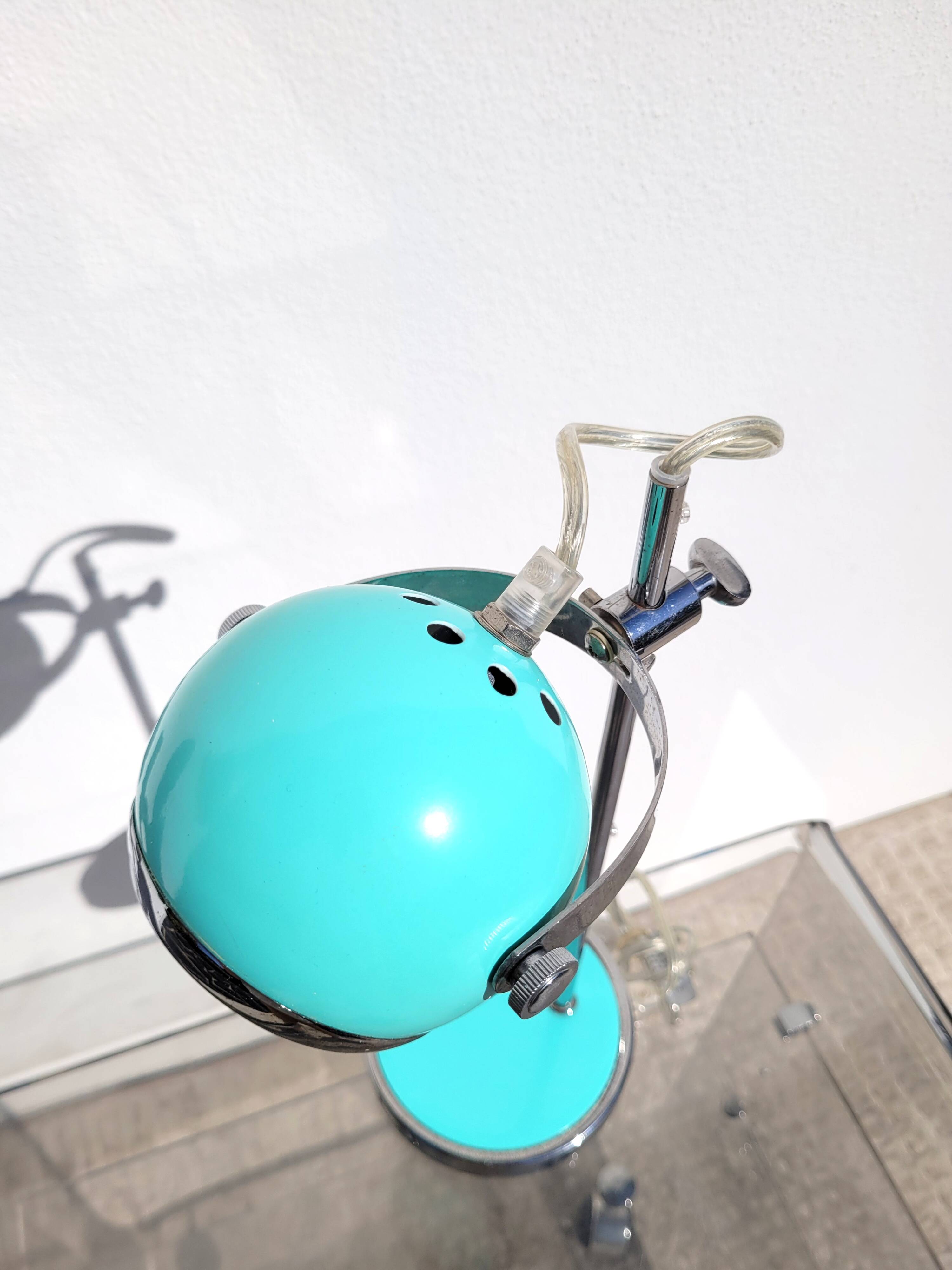 Mint and chrome eyeball lamp