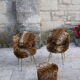 Ensemble de 2 fauteuils et un pouf en fourrure