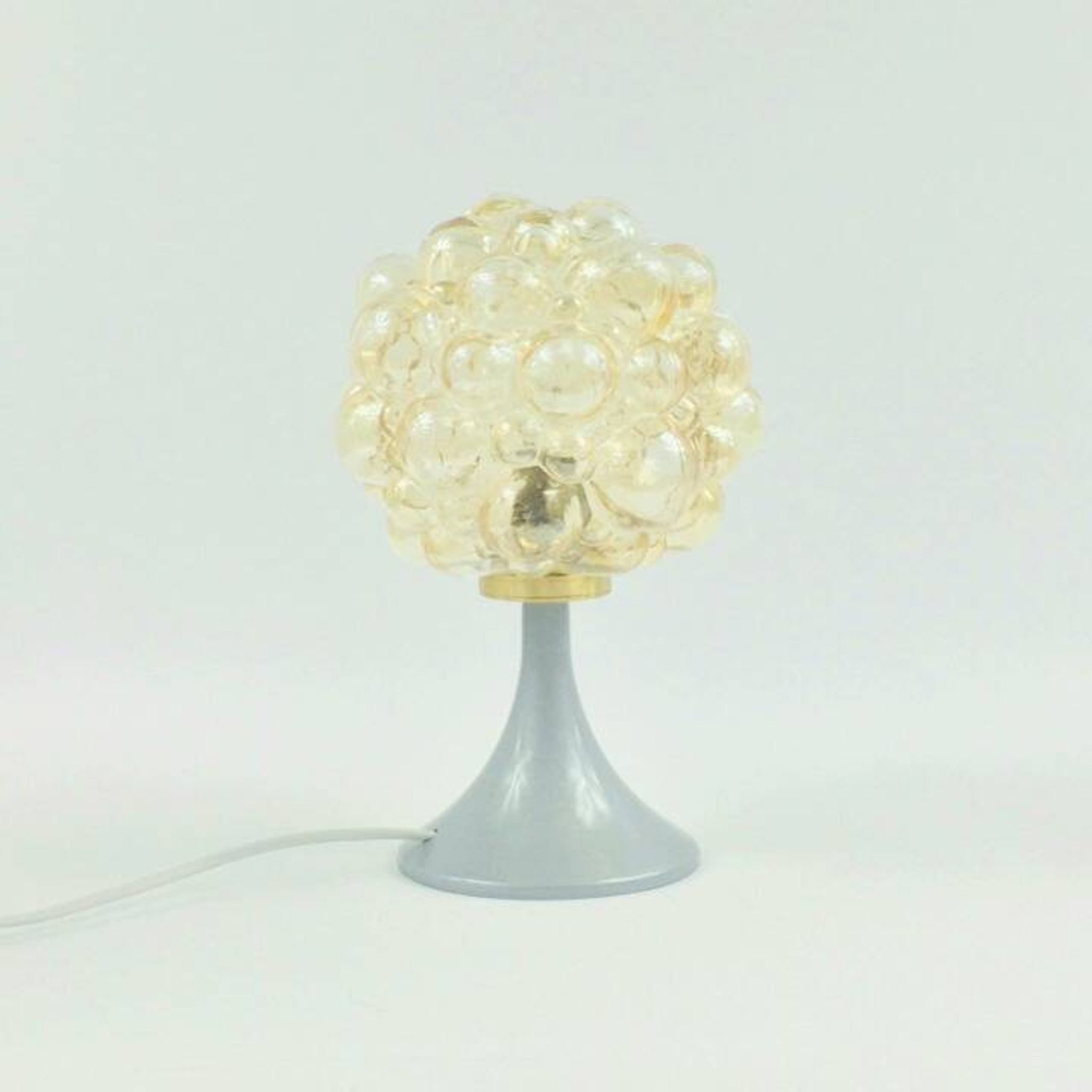 Pair of Mid-Century Amber Bubble Glass Table Lamps by H.Tynell, 1960s