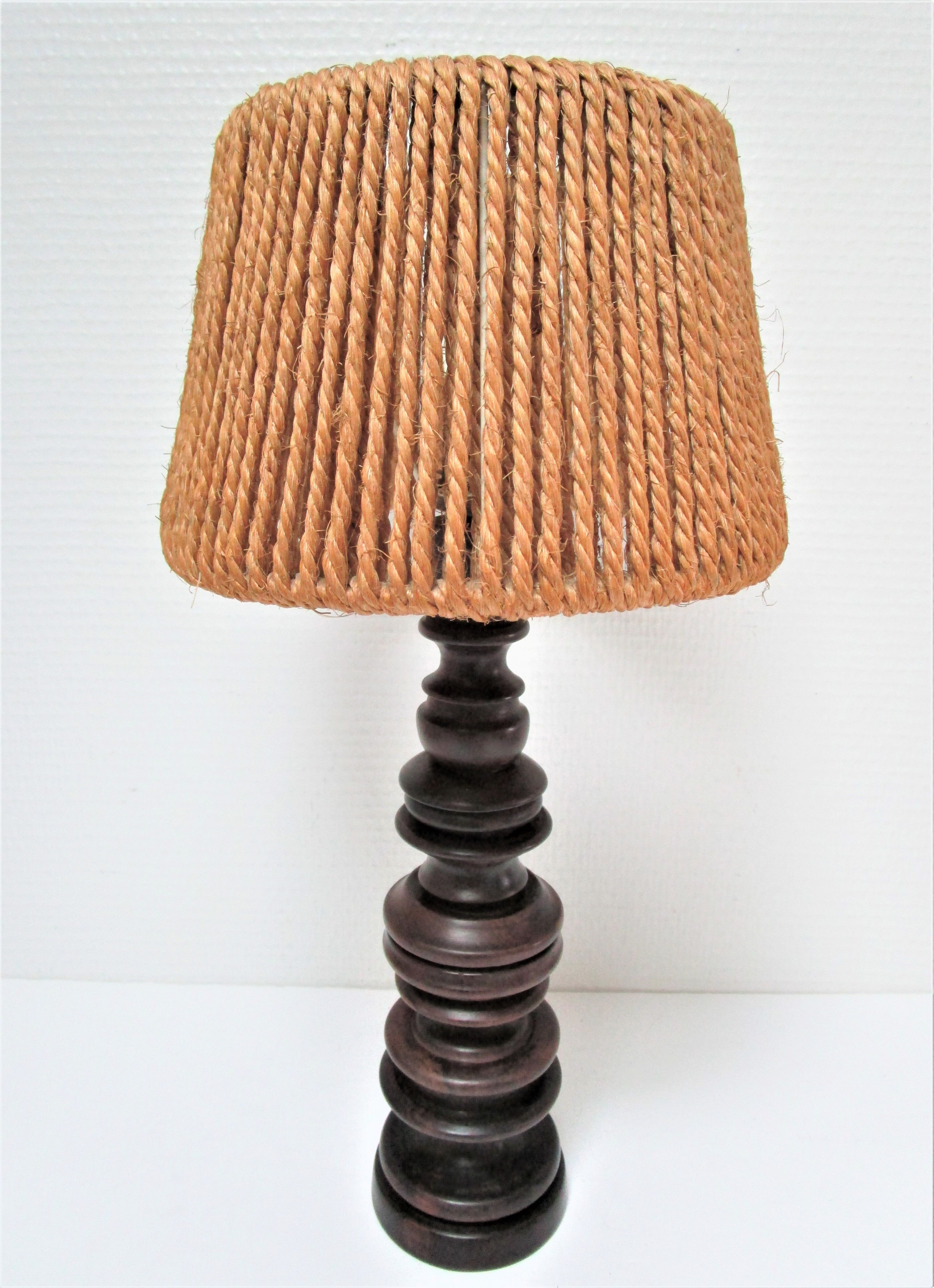 Wood lamp turned vintage rope blinds