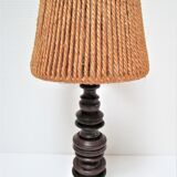 Wood lamp turned vintage rope blinds