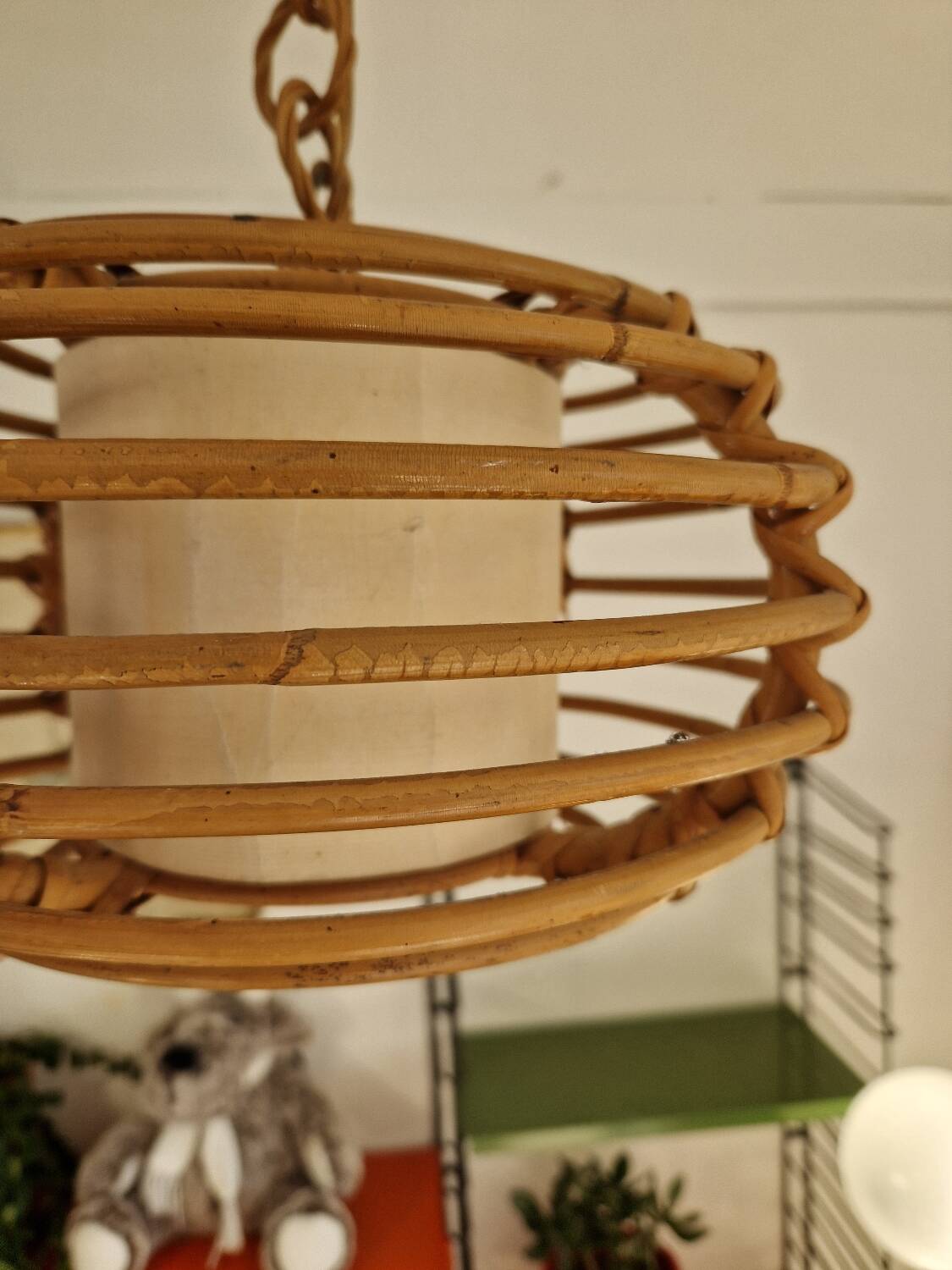 Rattan basket chandelier pendant light