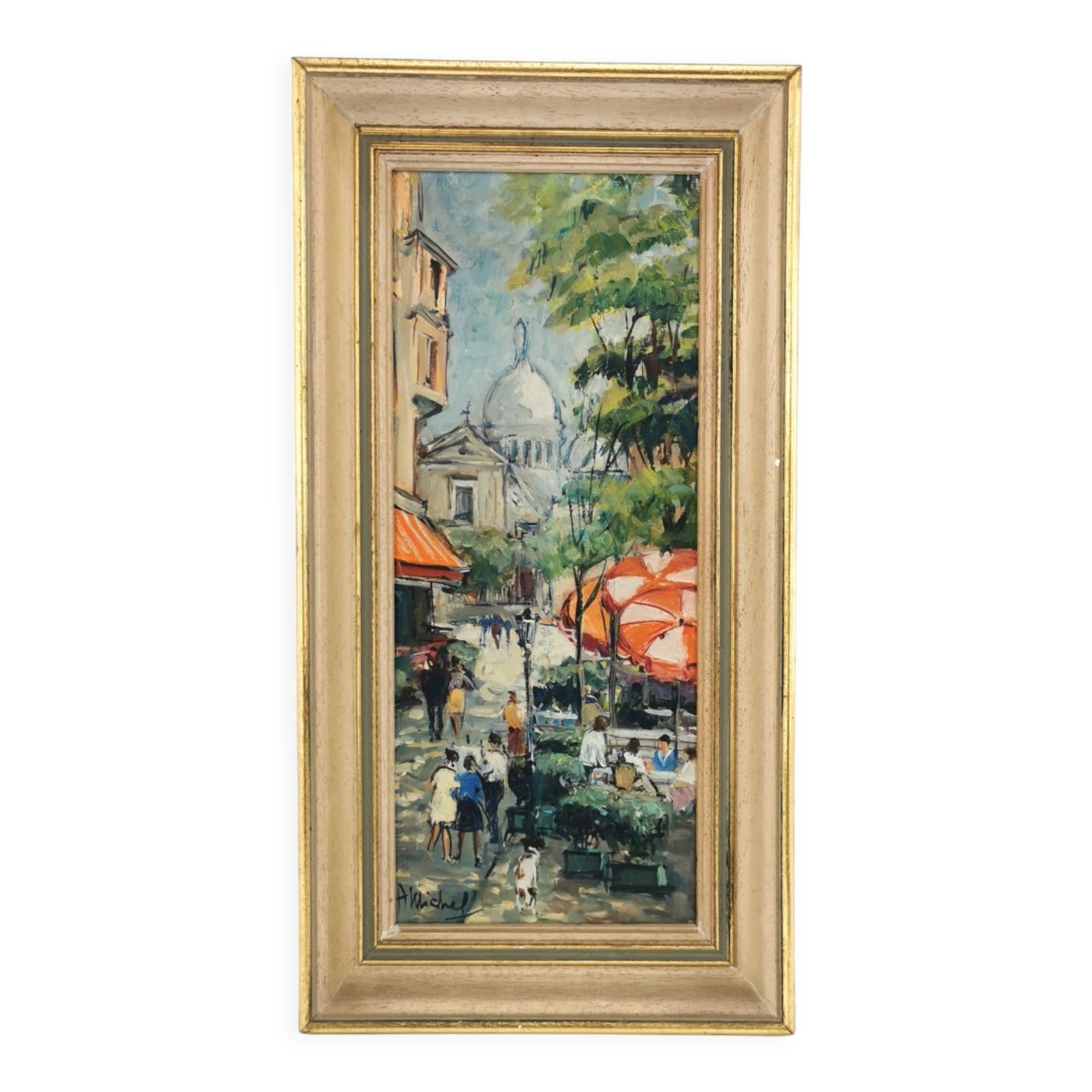 Old painting Oil Paris Montmartre signed André Michel 70's