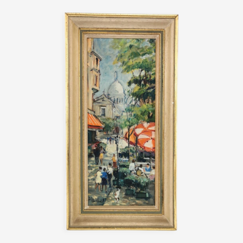 Ancien tableau peinture Huile Paris Montmartre signé André Michel 70's