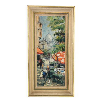 Old painting Oil Paris Montmartre signed André Michel 70's