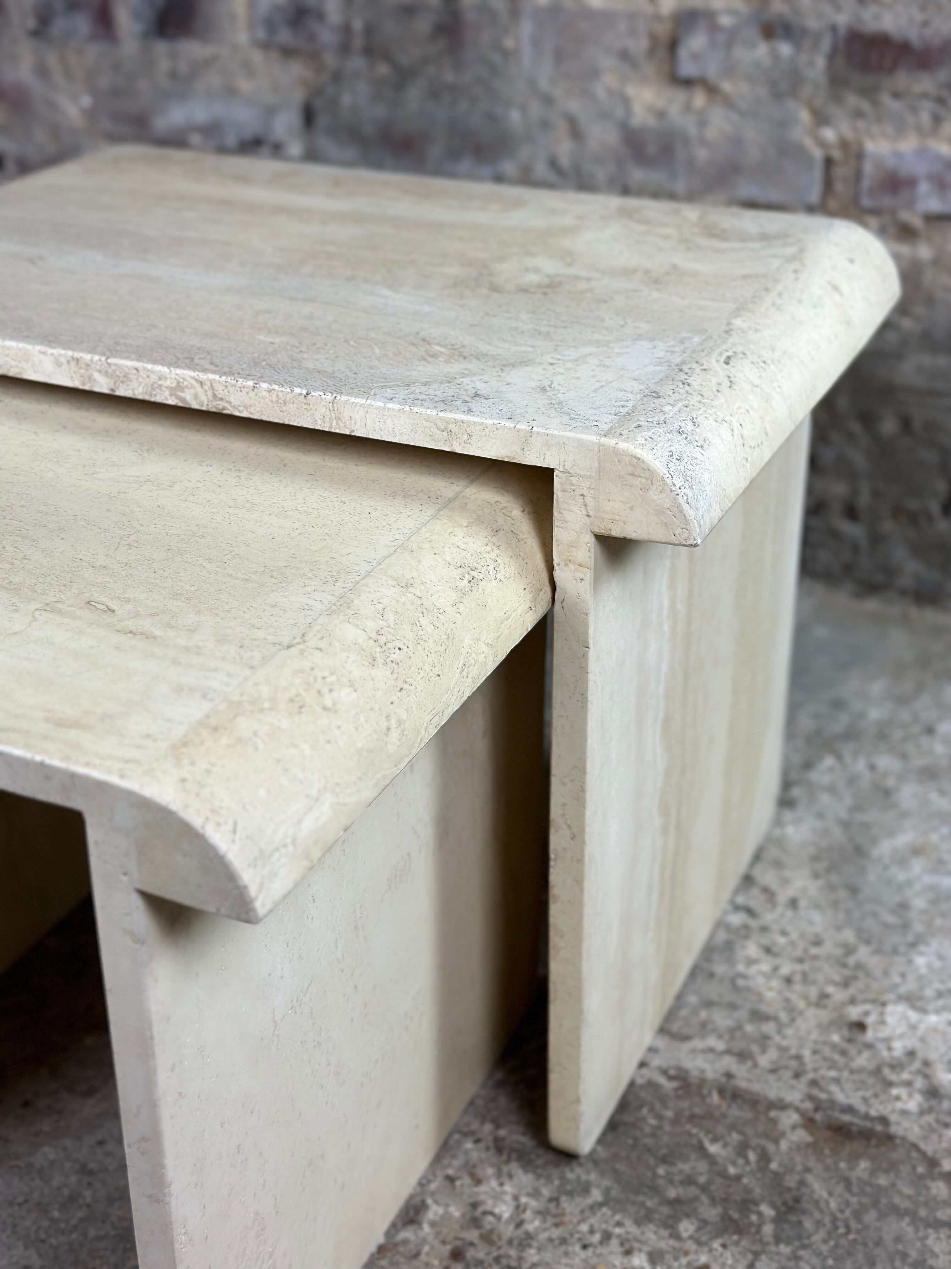 Artelano nesting tables in vintage travertine 1970