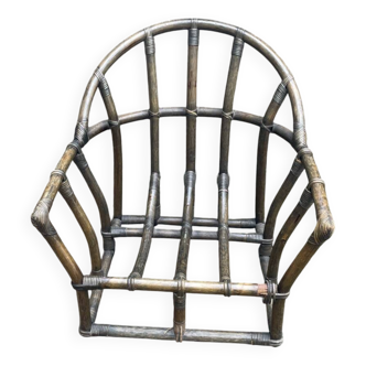 Fauteuil rotin, bois de bambou
