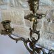 Antique Art Nouveau chandelier in gilded bronze with 3 lights – Vintage candlestick