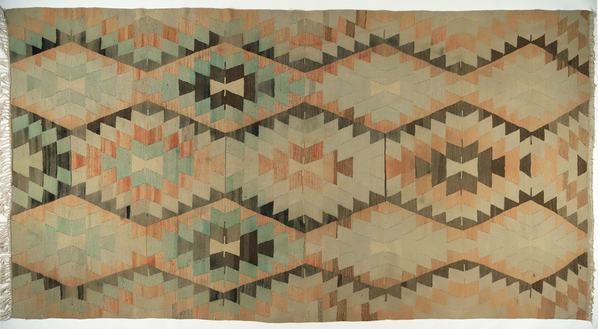 Anatolian handmade kilim rug 388 cm x 195 cm