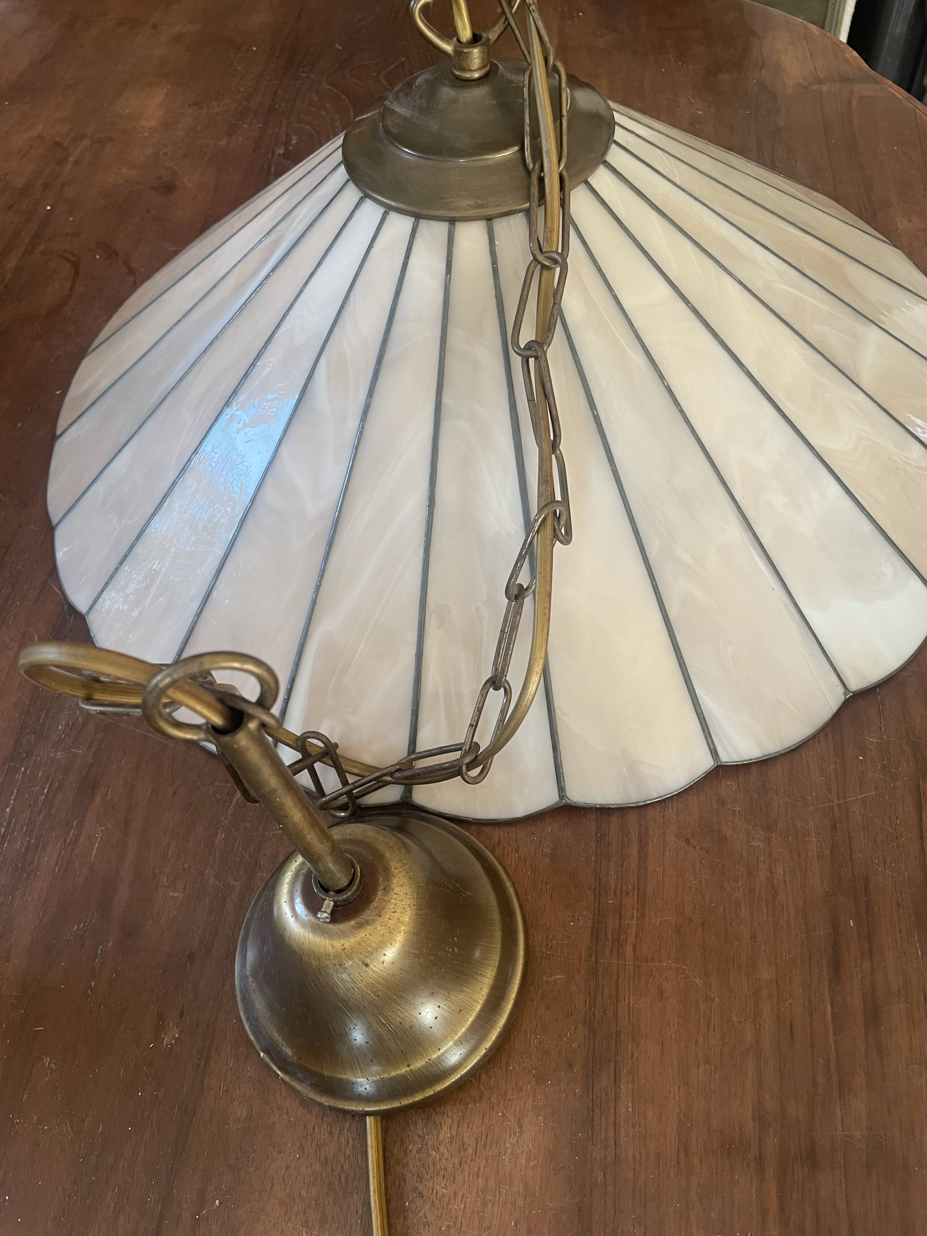 Suspension style Tiffany vintage, opal glass lampshade Ø45cm