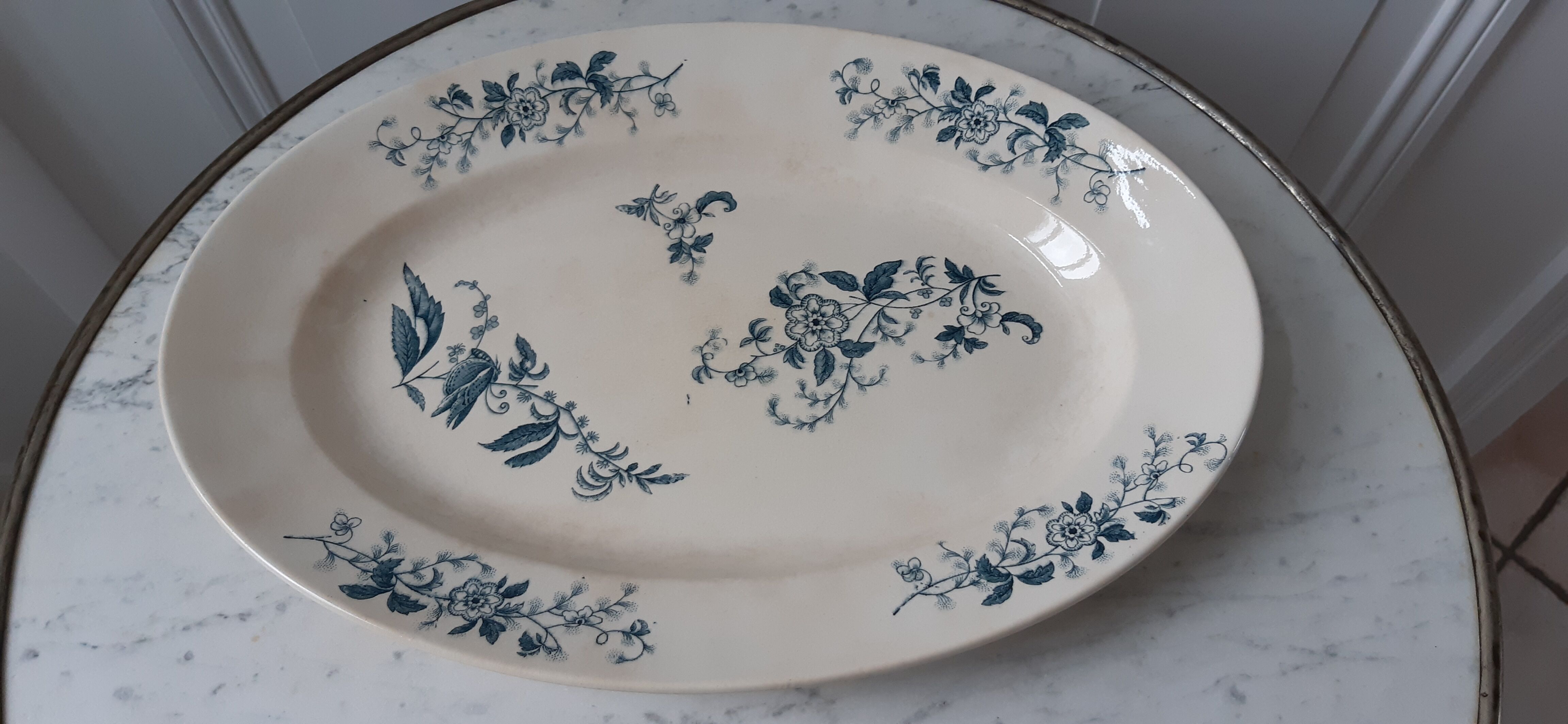 Oval dish longwy late nineteenth