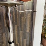 Orange tractor stool, pivoting adjustable mower, Fermigier Mirima 70.