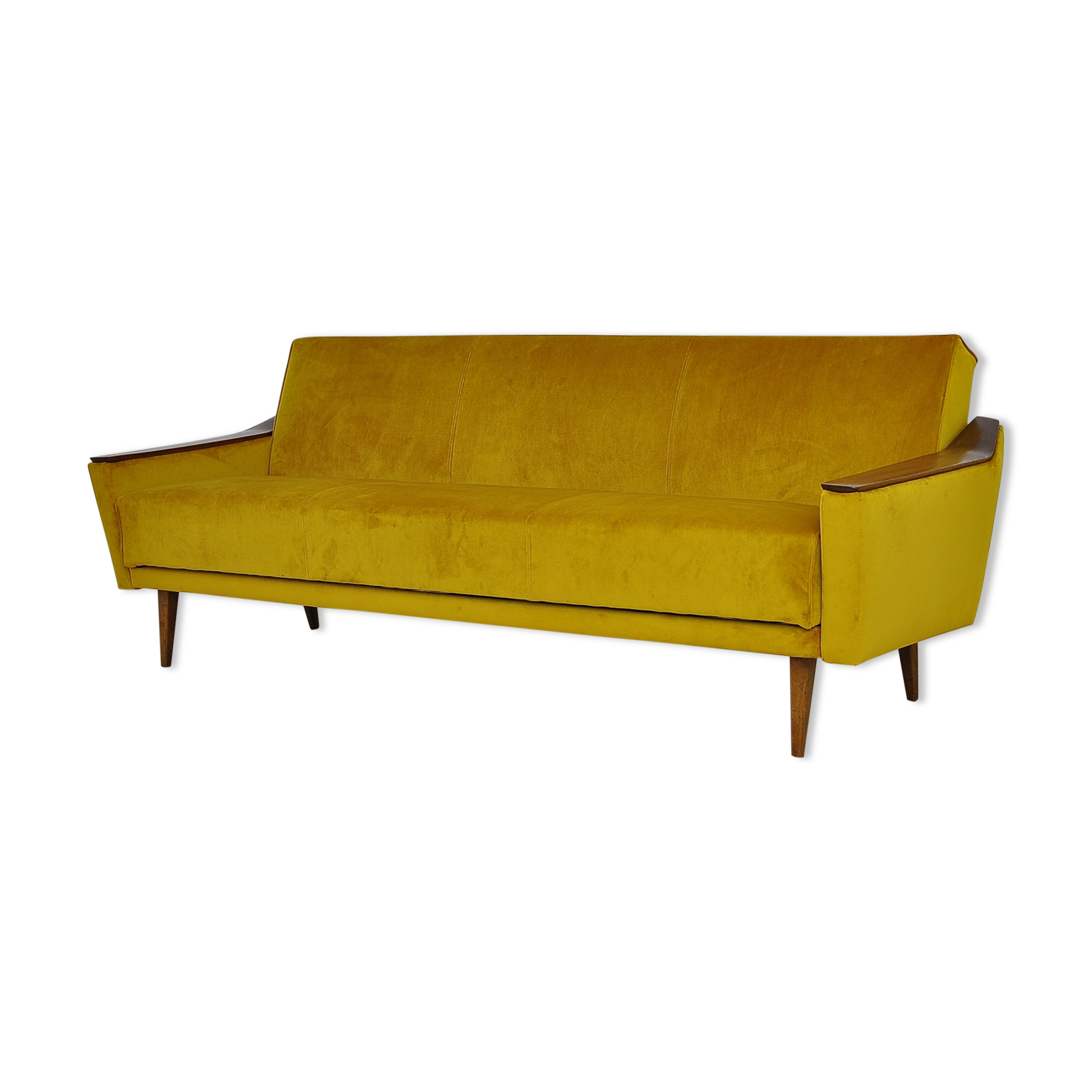 Mid-century yellow velvet sofa, 1960s