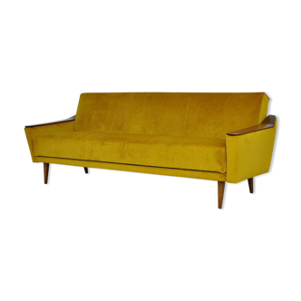 Mid-century yellow velvet sofa, 1960s