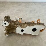 Old vintage ceramic tiger 70s Italian design lying position