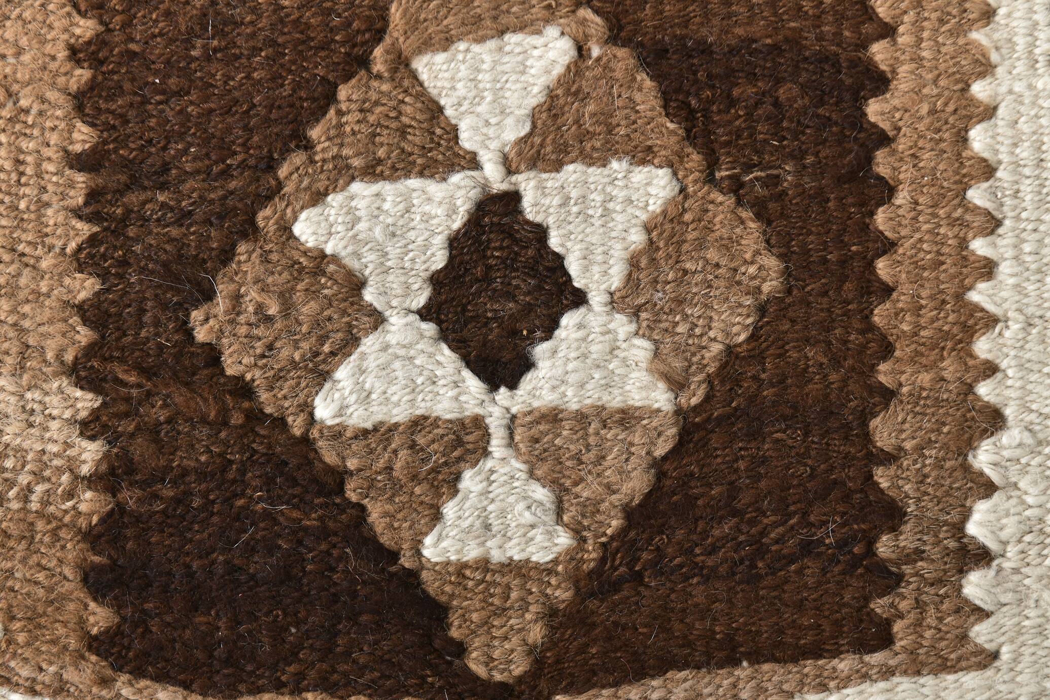 3x9 Brown Cream Turkish Kilim Runner Rug