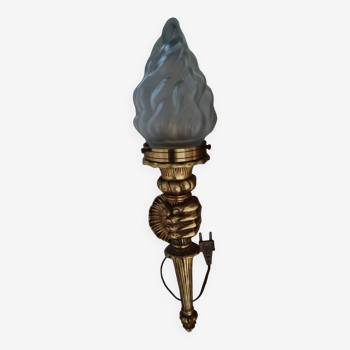 Bronze Wall Lamp John Devoluy Nubian Hand with Torch