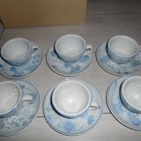 Service à café en grès bleu & blanc