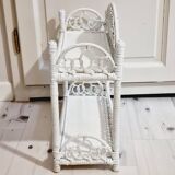 White woven wicker shelf