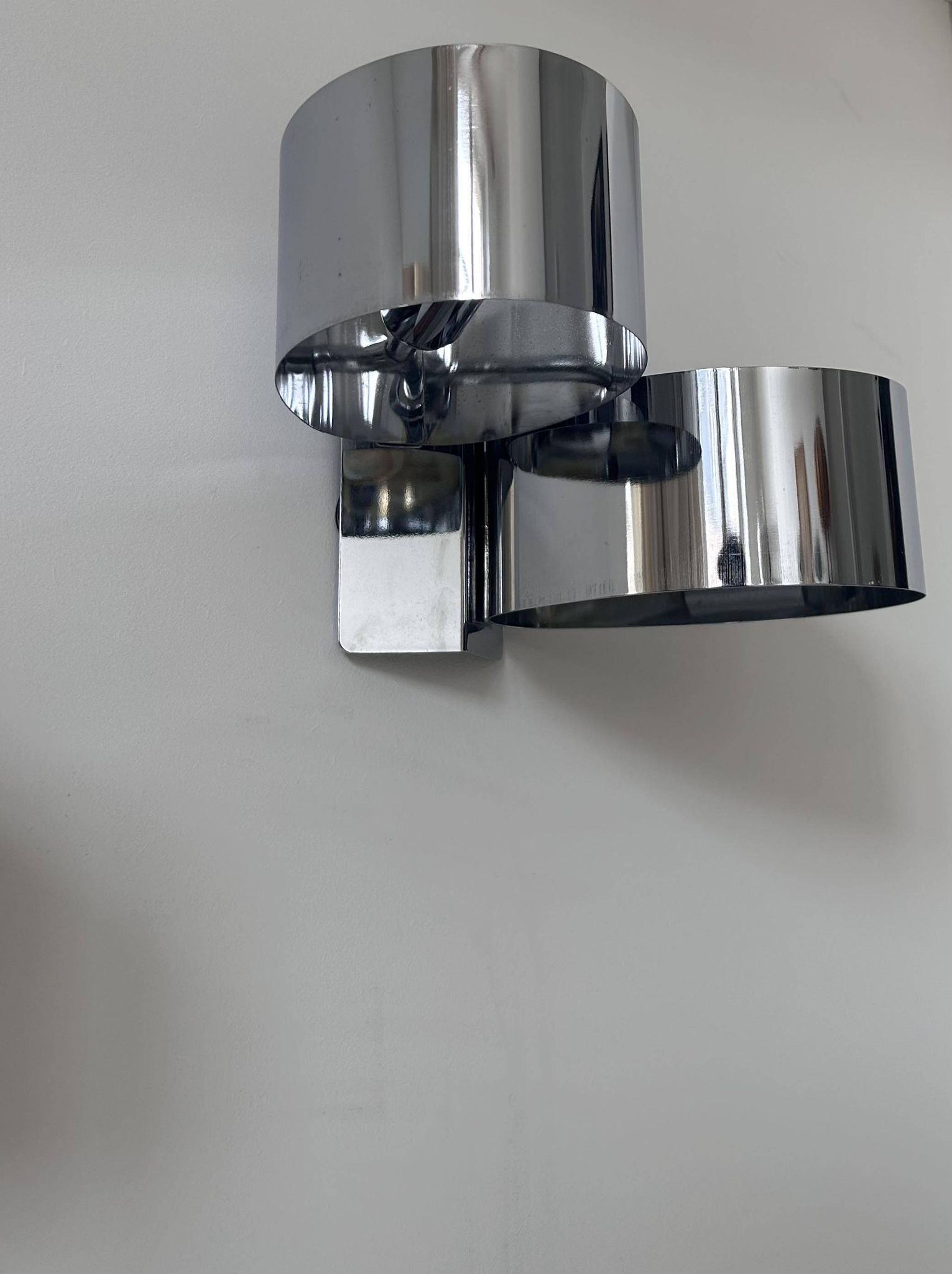 Pair of vintage wall lights, chrome metal, France 1970